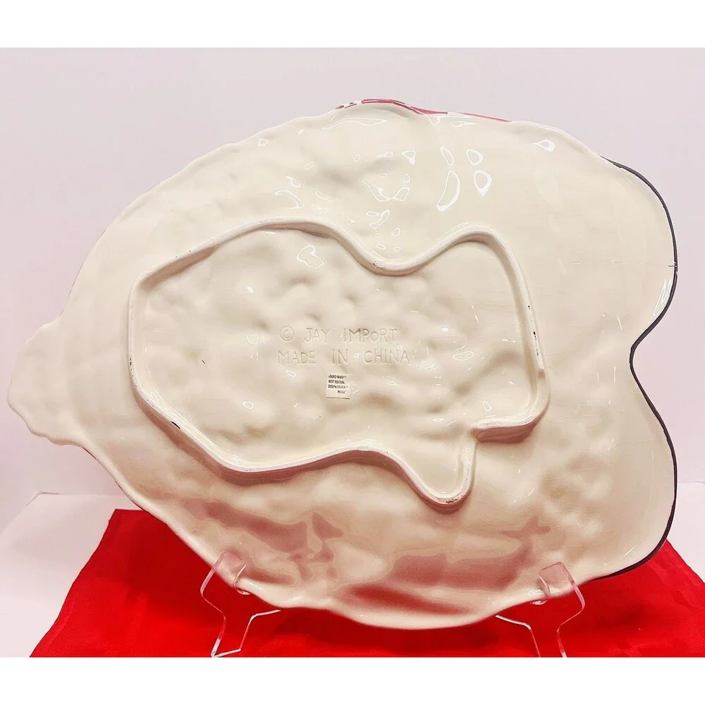 Vintage Jay Import Santa Cookie Platter 16” Ceramic Christmas Serving Tray Decor